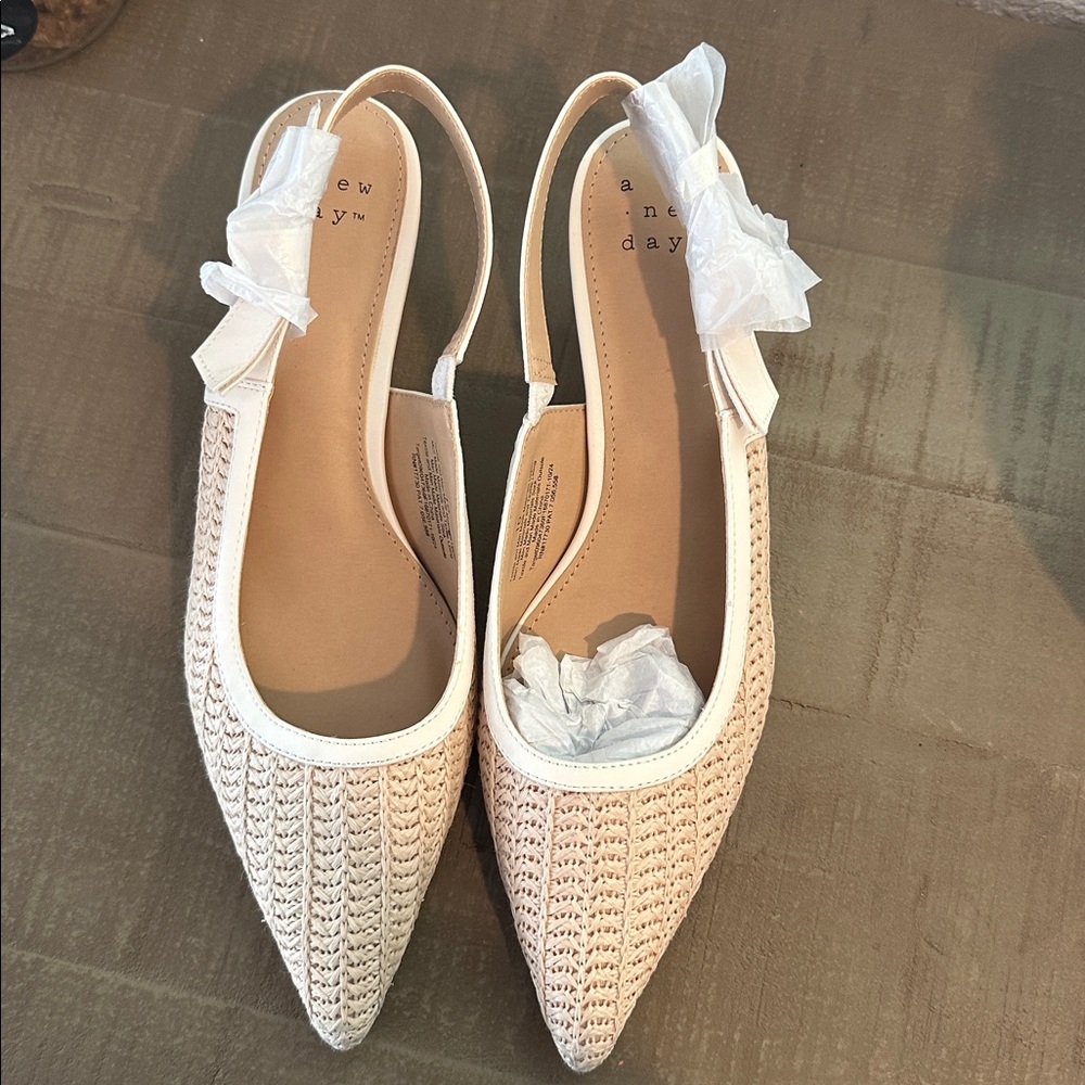 A New Day Cream Woven Slingback Flats